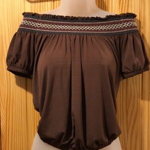 🎉4 For $25🎉Sexy Brown Off Shoulder Boho Shirt